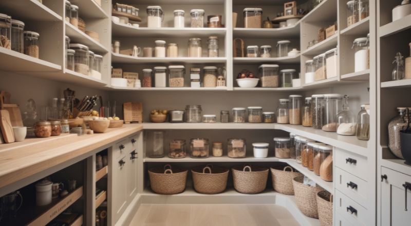 exemple pour un amenagement de cellier organise a cote de la cuisine