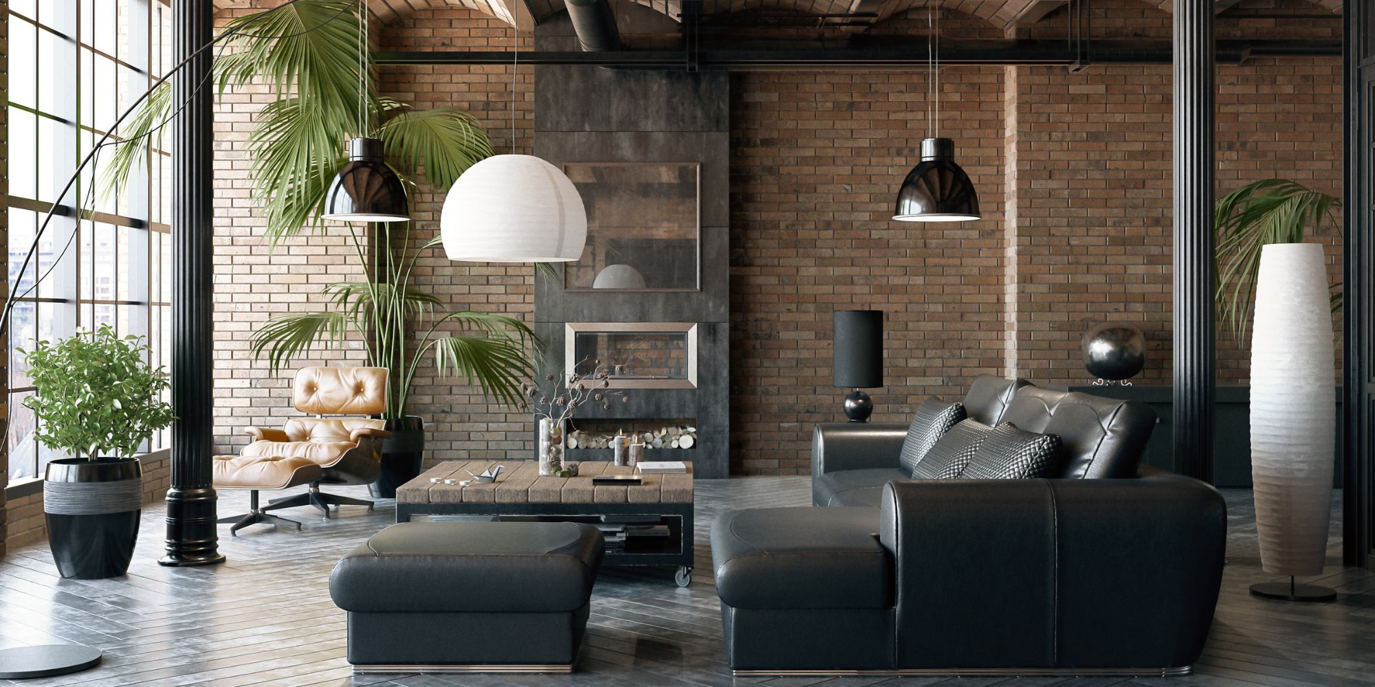 Déco de style industriel dans un salon
