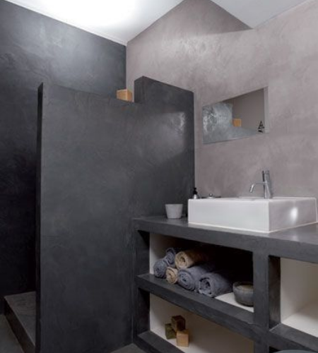 duo de béton ciré dans une salle de bain