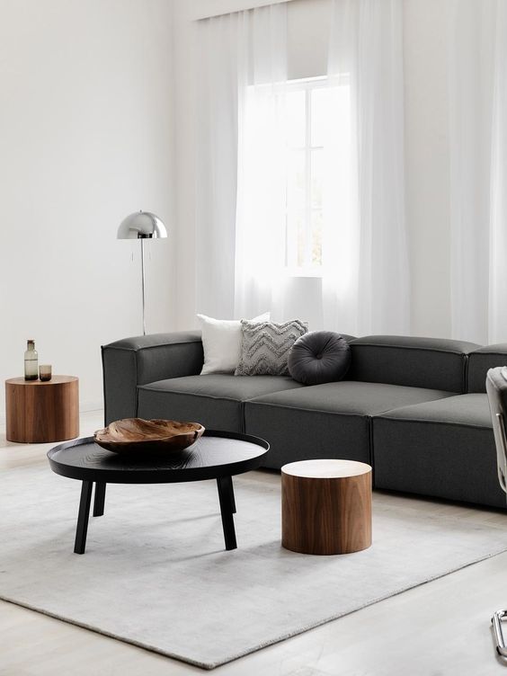 salon graphique blanc et gris anthracite