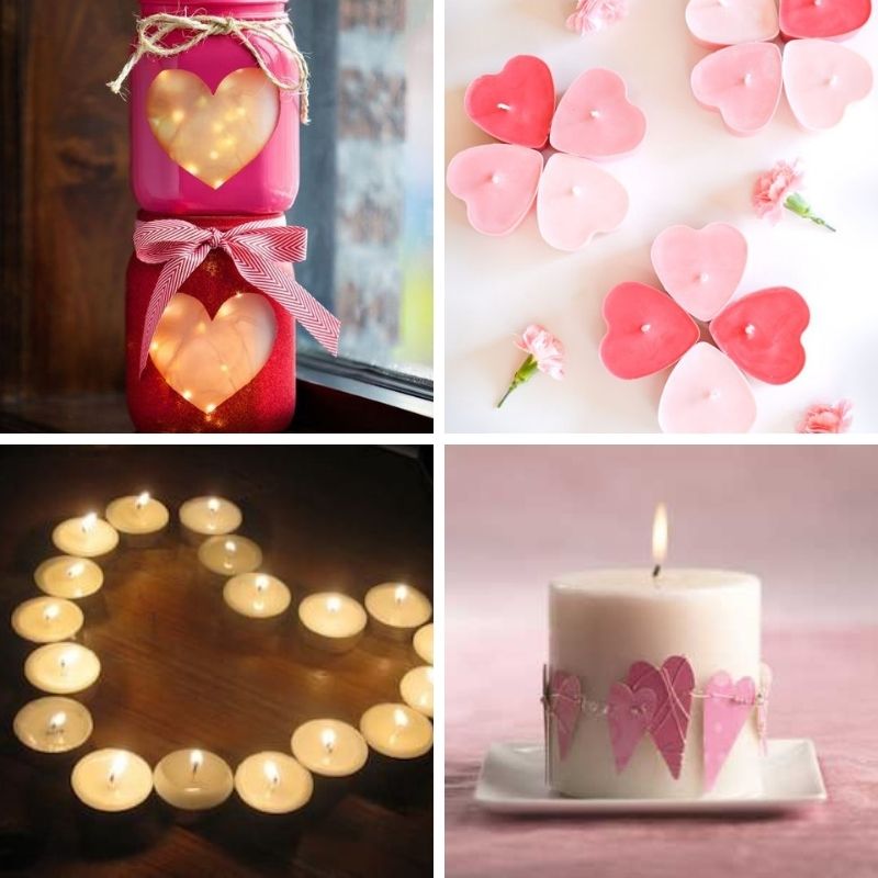 bougies pour la décoration de Saint-Valentin