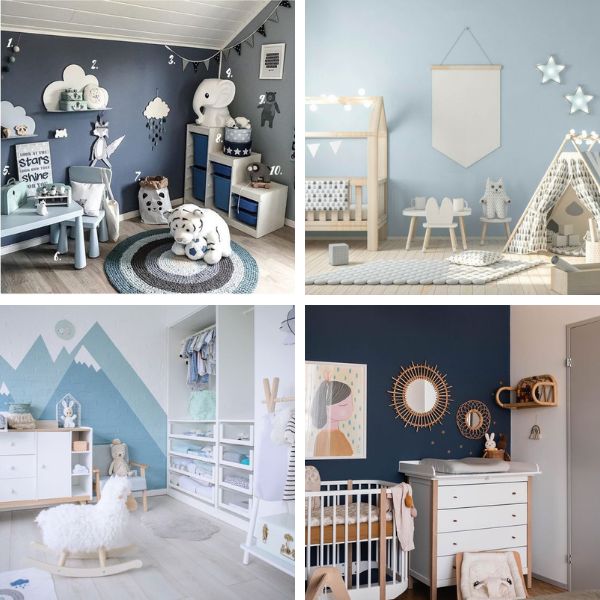 peinture bleue dans une chambre de bébé
