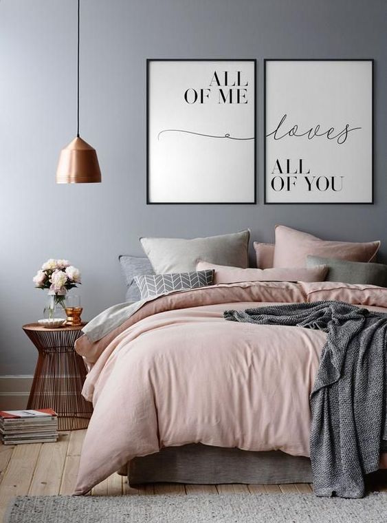 chambre à coucher rose gold