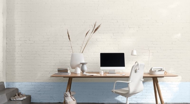 couleur dulux bleu horizon dans un bureau