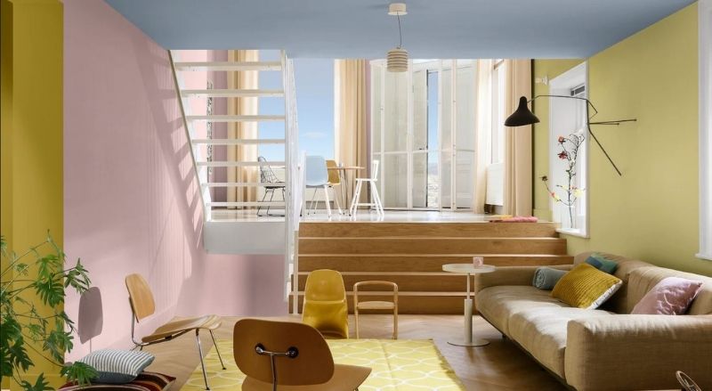 couleur dulux bleu horizon dans un salon