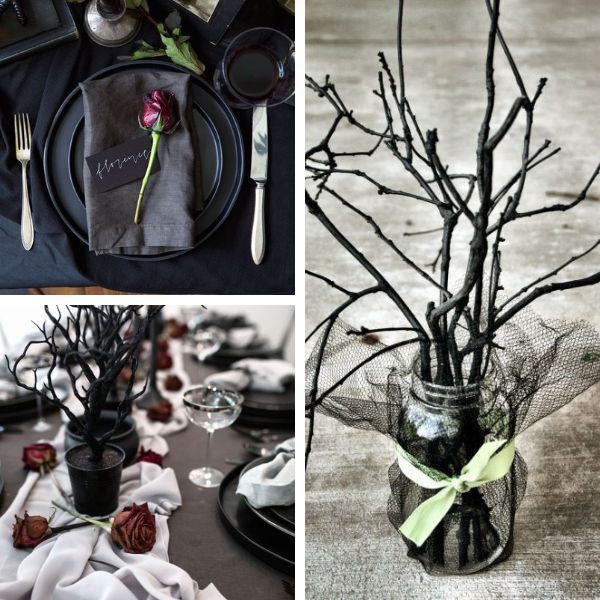 fleurs sur une table d'halloween