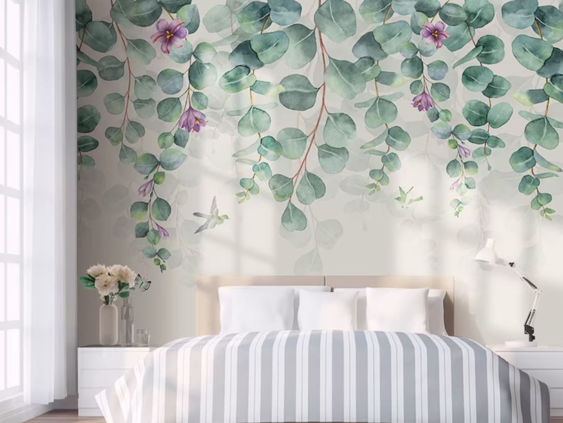 fresque murale intérieure aquarelle chambre