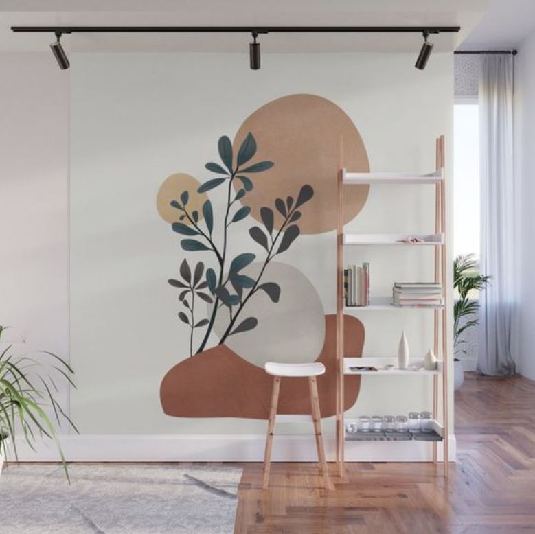 fresque murale japandi salon
