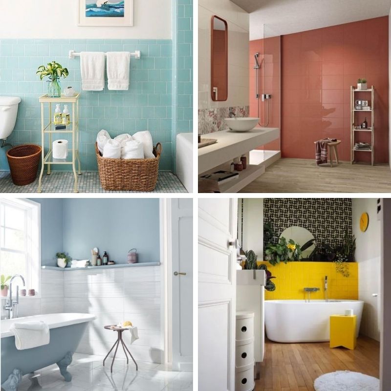 peinture de carrelage claire dans une salle de bain