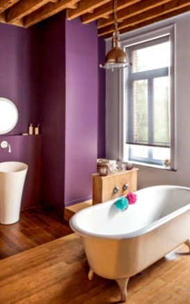 peinture violette salle de bain