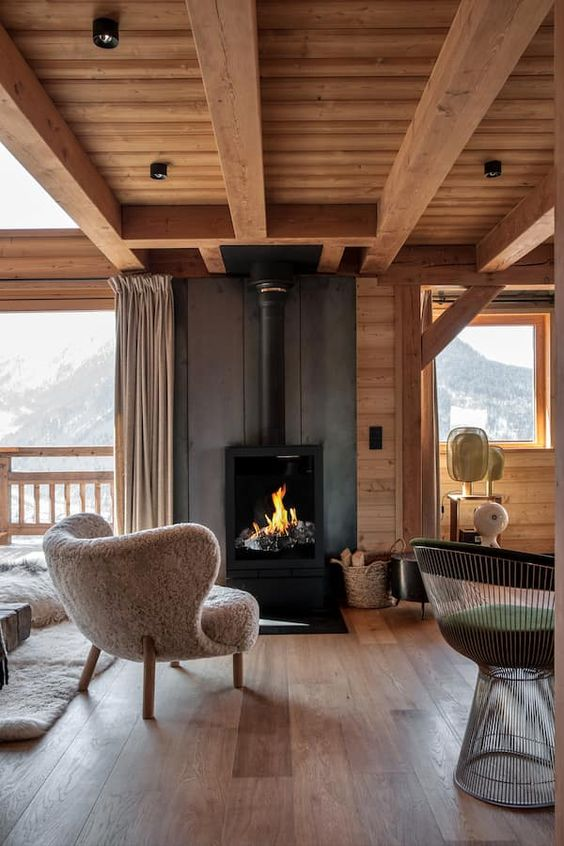 poele dans un chalet