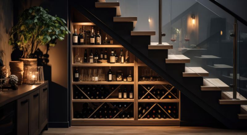 amenager un cellier sous un escalier et stocker le vin par exemple