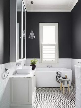 peinture noir et blanc salle de bain