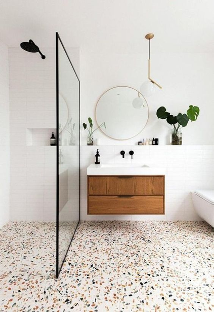 sol de salle de bain terrazzo