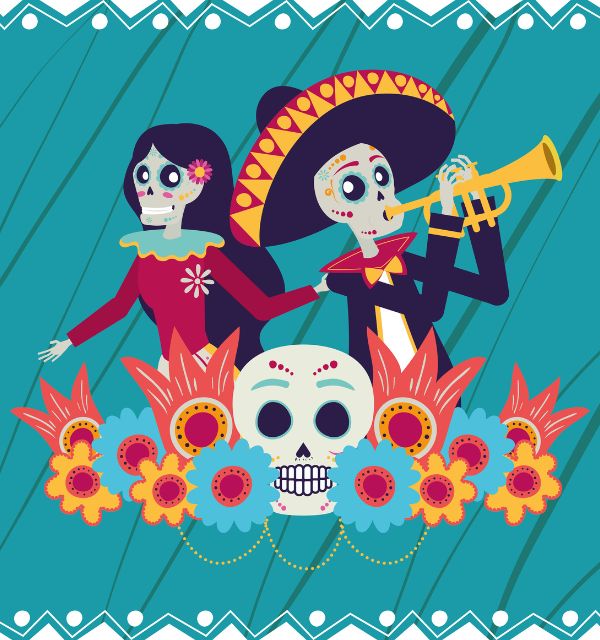 squelettes déguisés en mexicain