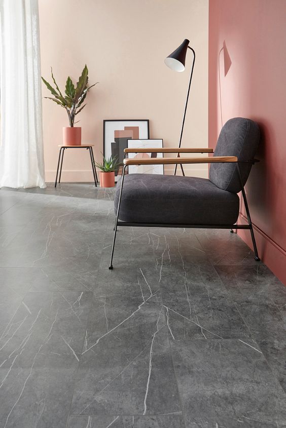 salon gris anthracite et terracotta